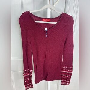 NWOT Krimson Klover Burgundy Krimson Klover Ponderosa Ladies Henley Sweater